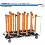 SET: 18 SAFETY Retractable 11' ft. Belt Stanchions, with Storage Cart