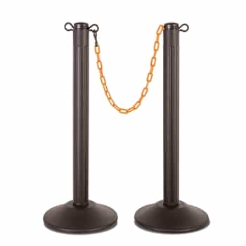 Retractable Stantions - ChainBoss Indoor/Outdoor 3 molded stanchion with  orange post, 15lb. Duracast pre-filled base and 10' of 2 Orange plastic  Chain (2 pack) by US Weight U2005OC